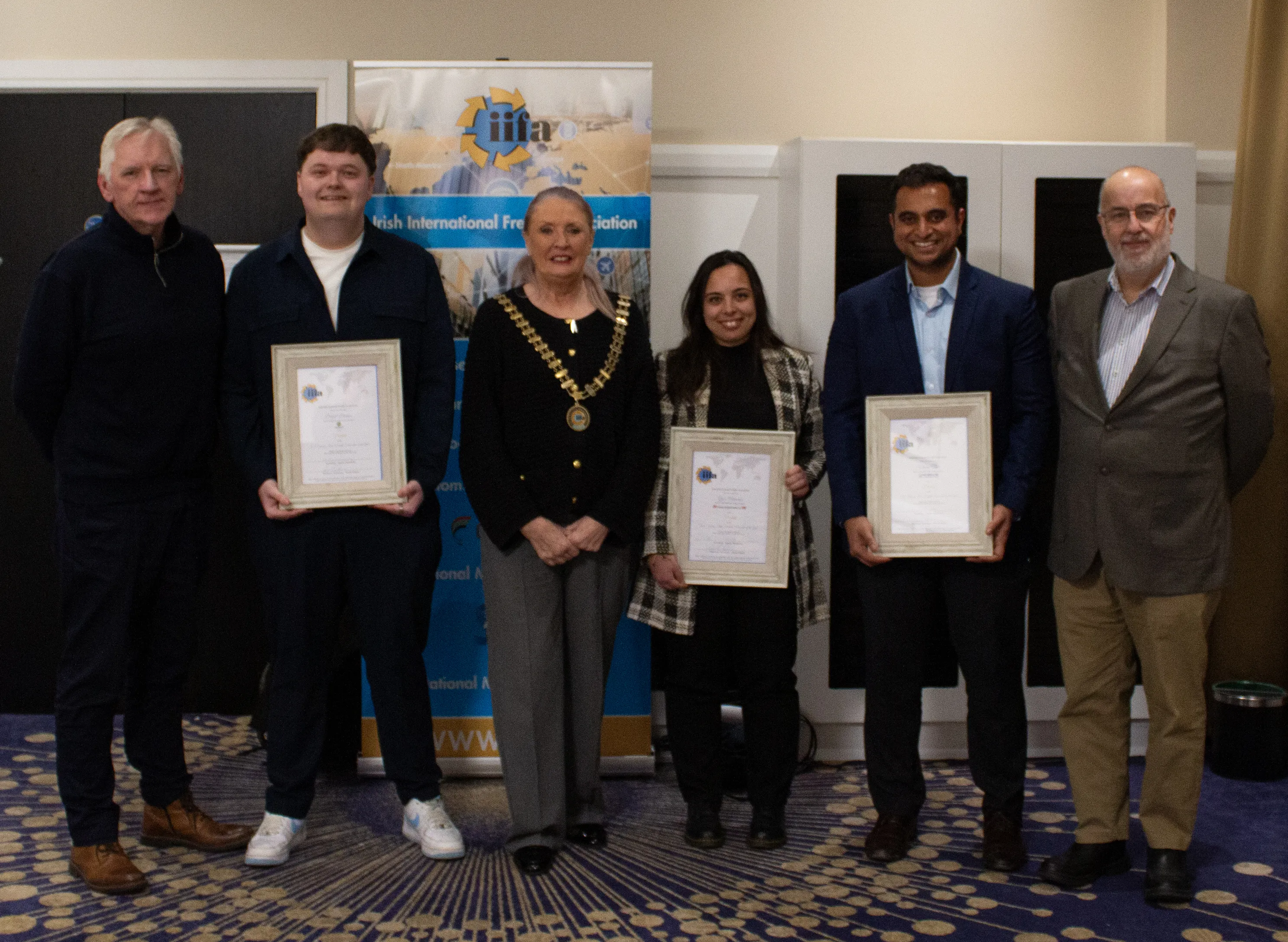Award presentation group photo marking David Mackenâ€™s 2025 Young Irish Freight Forwarder of the Year achievement