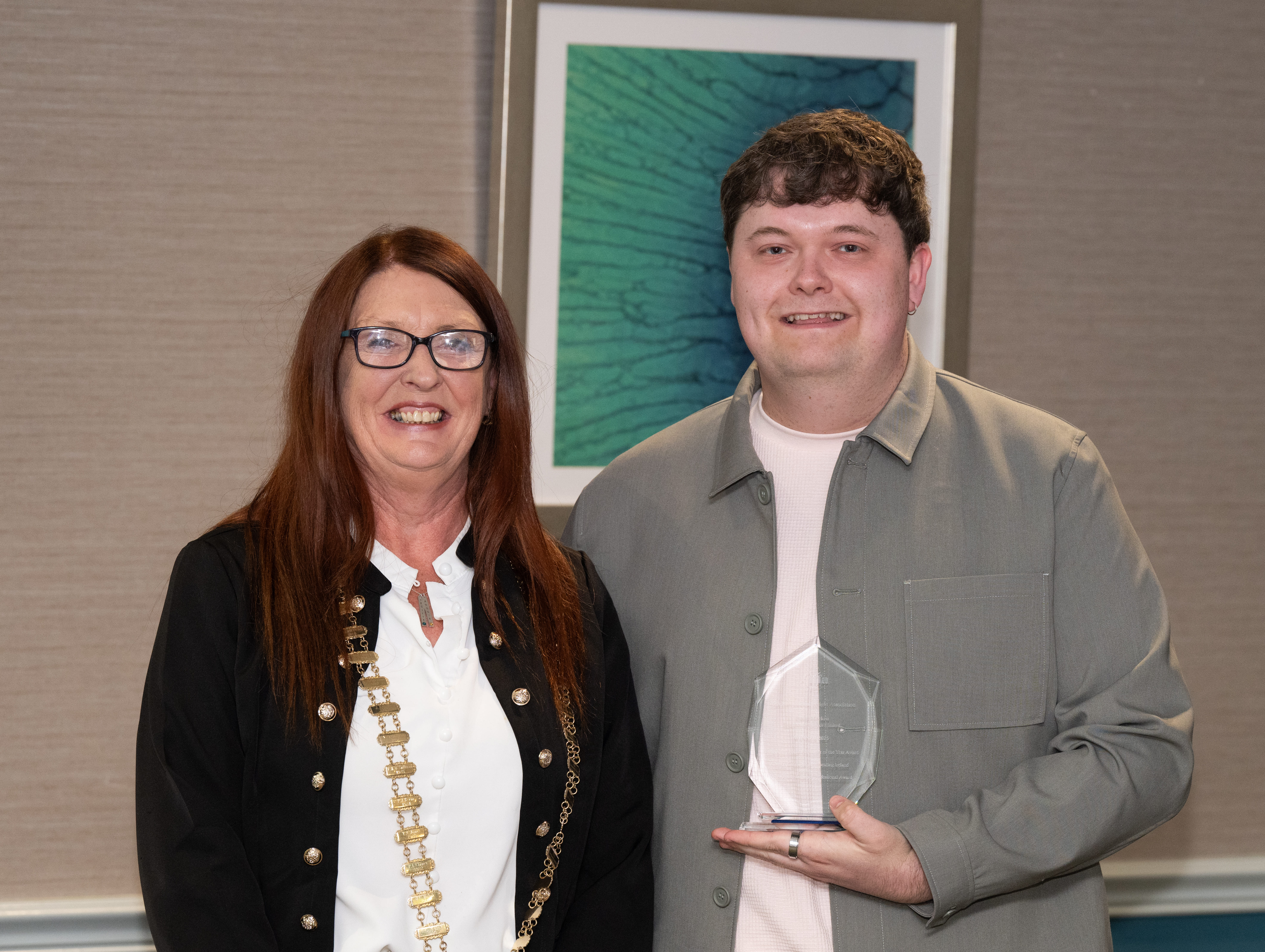 David Macken with an IIFA representative after the 2025 freight forwarding award presentation